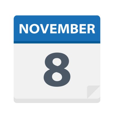 8 Kasım - takvim simgesini - vektör çizim