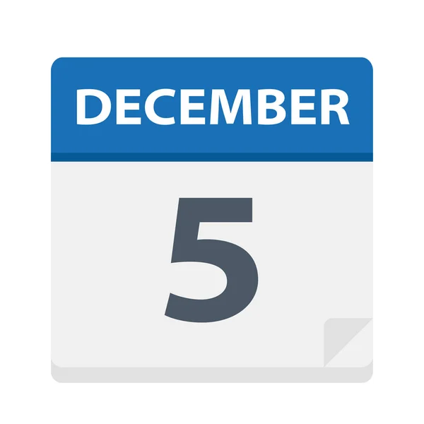 5 décembre - Icône du calendrier — Image vectorielle