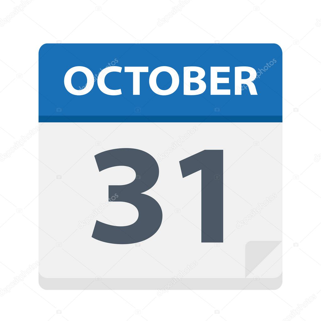 October 31 - Calendar Icon - Vector Illustration