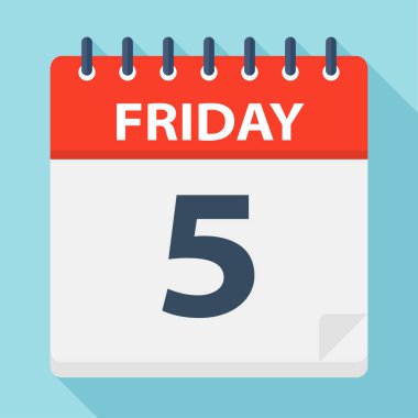 Cuma 5 - Takvim Simgesi - Vektör İllüstrasyon