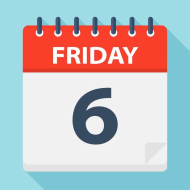 Cuma 6 - Takvim Simgesi - Vektör İllüstrasyon