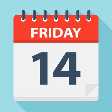Cuma 14 - Takvim Simgesi - Vektör İllüstrasyon
