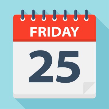 Cuma 25 - Takvim Simgesi - Vektör İllüstrasyon