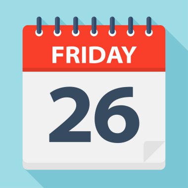 Cuma 26 - Takvim Simgesi - Vektör İllüstrasyon