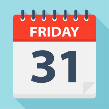 Cuma 31 - Takvim Simgesi - Vektör İllüstrasyon