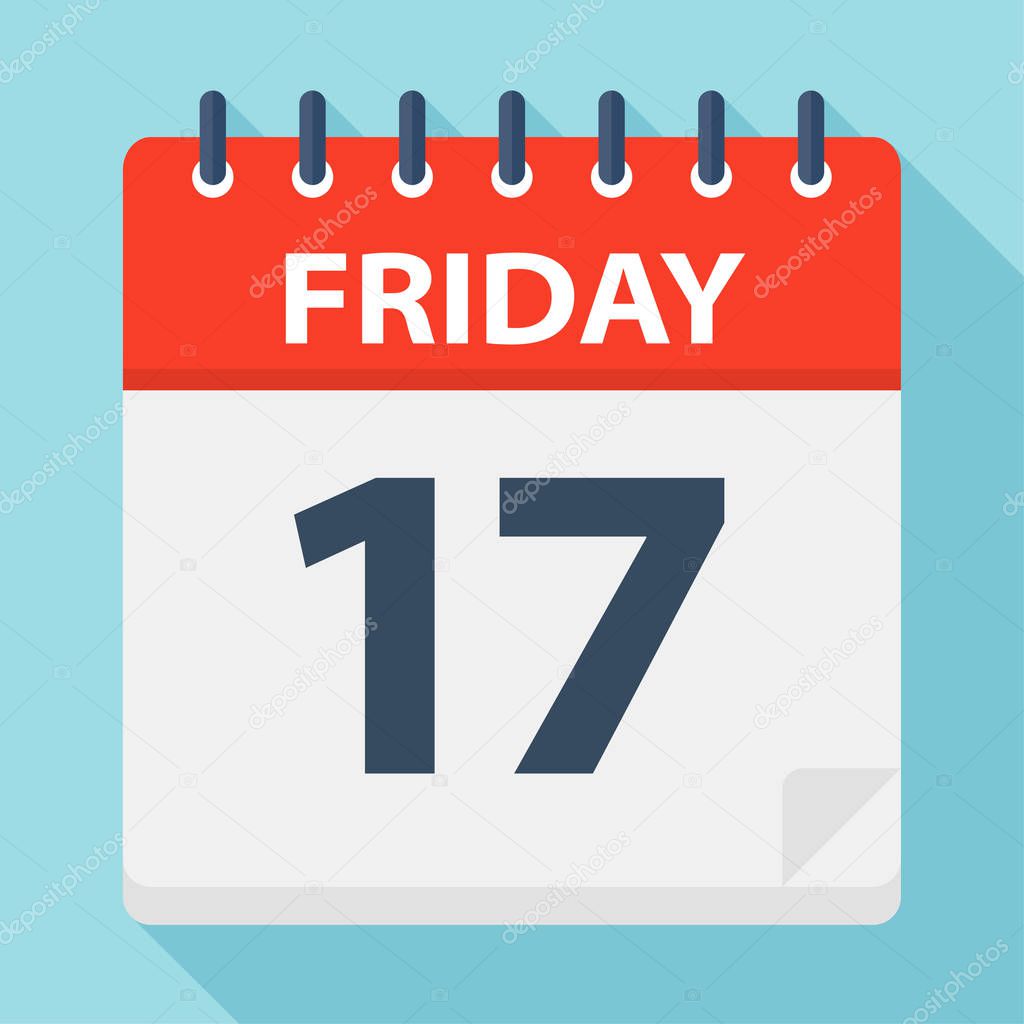 Friday 17 - Calendar Icon - Vector Illustration