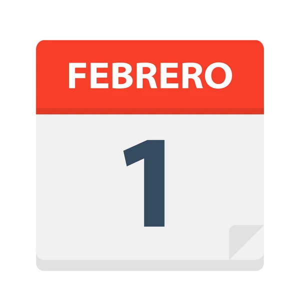 Febrero Calendario Icono Febrero Vector Ilustración — Vector de stock