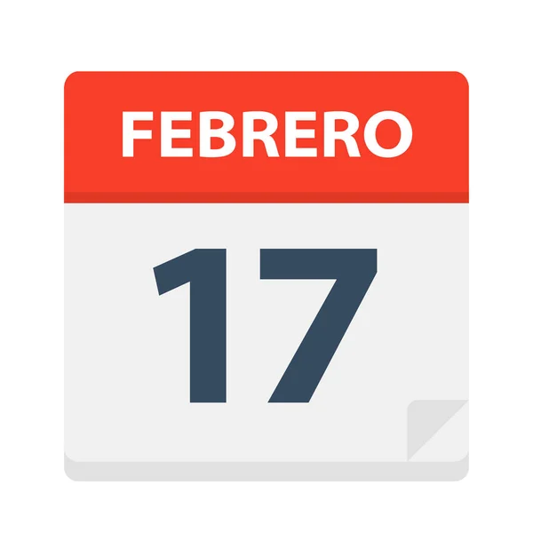 Febrero Calendario Icono Febrero Vector Illustration — Archivo Imágenes Vectoriales