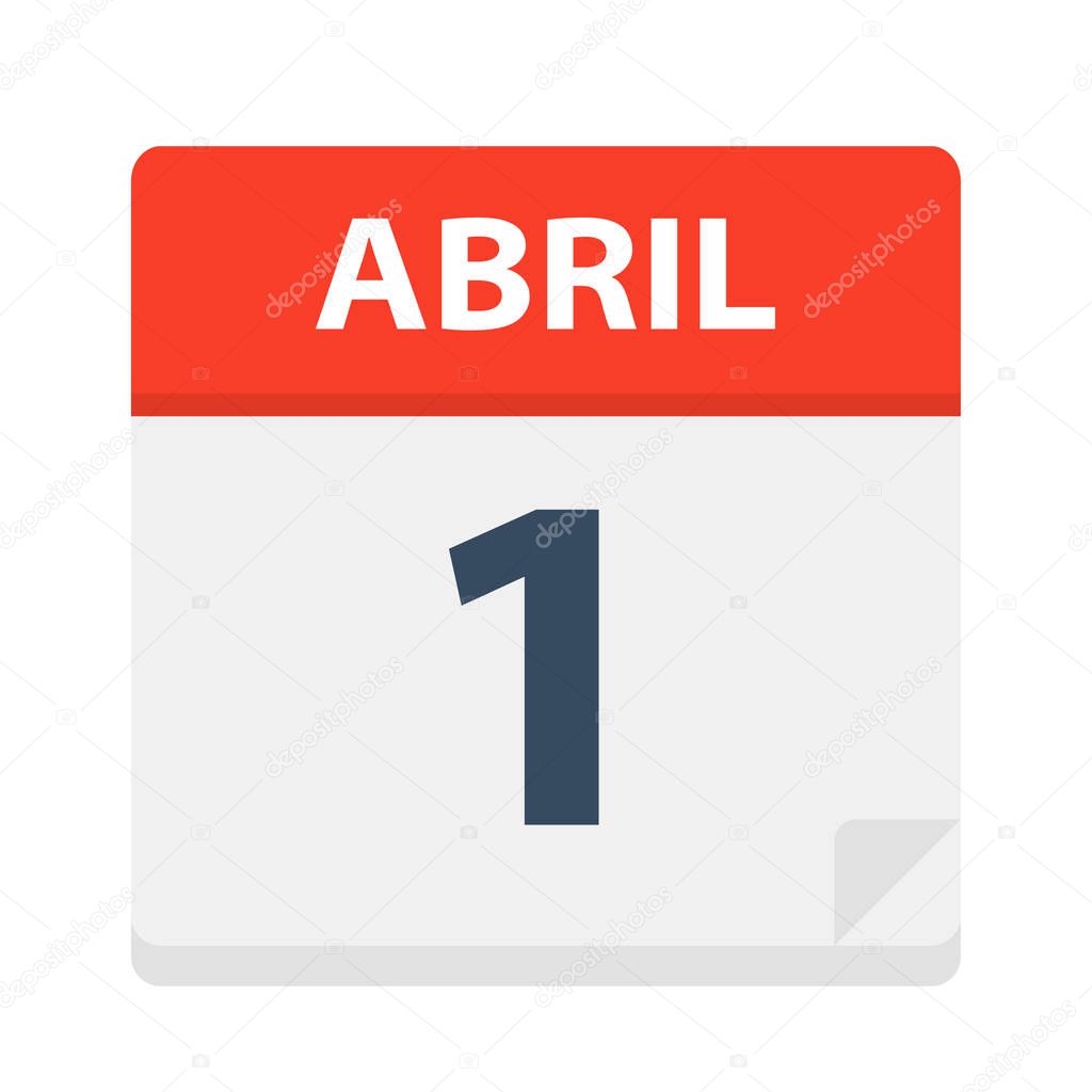 Abril 1 - Calendar Icon - April 1 - Vector Illustration
