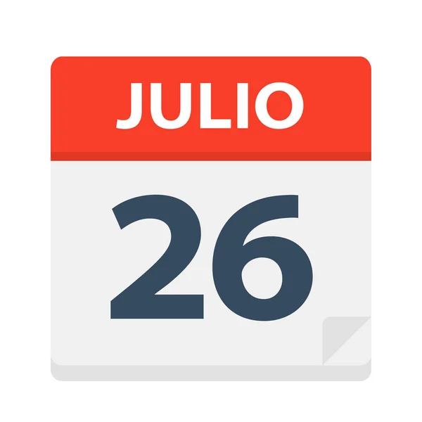 Julio Icona Del Calendario Luglio Illustrazione Vettoriale — Vettoriale Stock