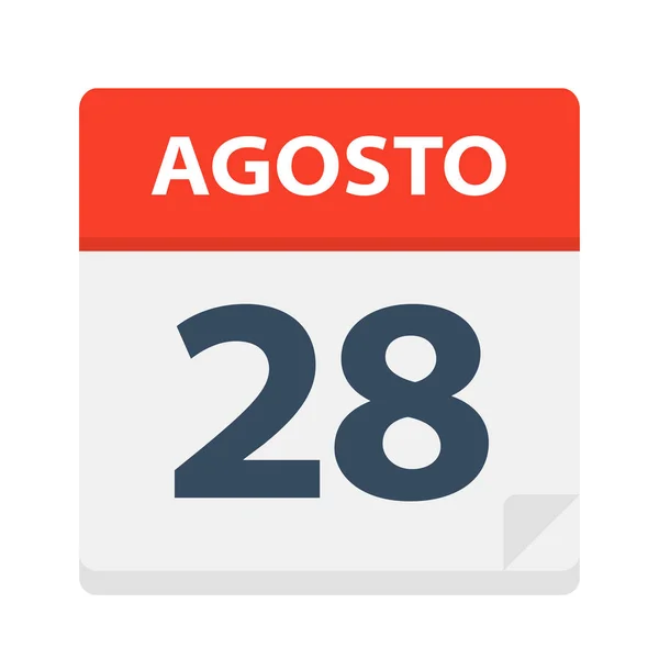 Agosto Calendar Icon August Vector Illustration — Stock Vector