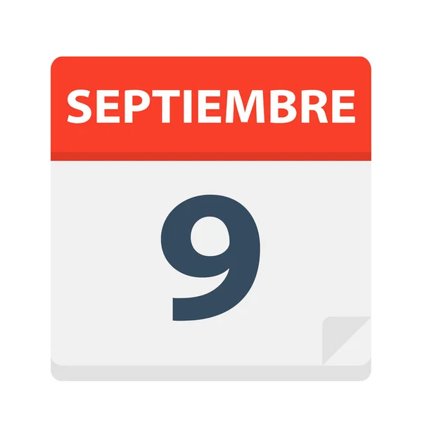 Σεπτέμβριος Εικονίδιο Ημερολογίου Σεπτεμβρίου Απεικόνιση Διανυσματικών Φορέων — Διανυσματικό Αρχείο