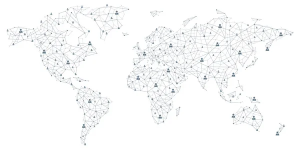 World Map - Global Human Connection — Stock Vector