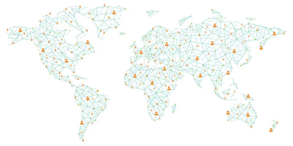 Wereldkaart - Global Human Business Connection — Stockvector