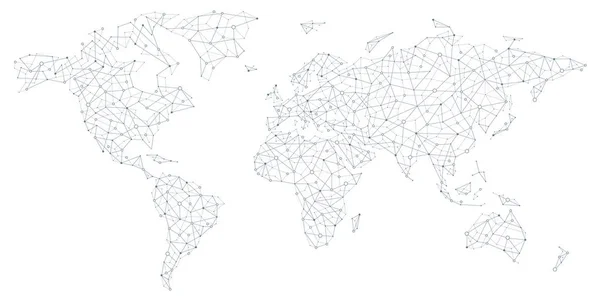 Mapa do Mundo - Tecnologia Global e Conexão de Negócios —  Vetores de Stock