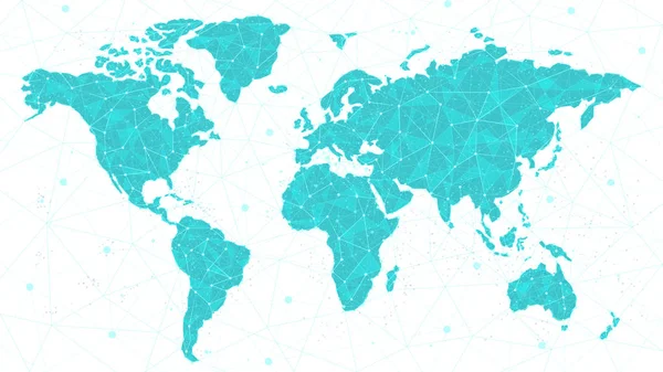 Plexo de Mapa do Mundo - Tecnologia Global e Conexão de Negócios —  Vetores de Stock