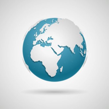Globe Icon - Yuvarlak Dünya Haritası Vektör