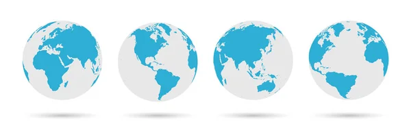 Globe icon set-ronde wereld kaart vector plat — Stockvector