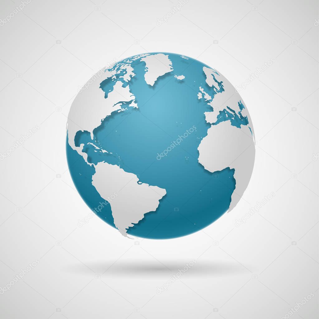 Globe Icon - Round World Map Vector