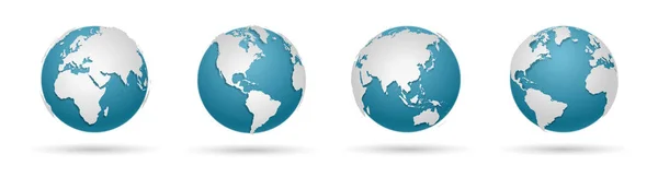 Conjunto de iconos Globe - Vector plano del mapa del mundo redondo — Vector de stock