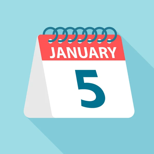 5 de enero - Icono del calendario. Ilustración vectorial de un día del mes. Plantilla Calendario — Vector de stock