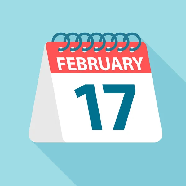February 17 - Calendar Icon. Vector illustration of one day of month. Calendar Template