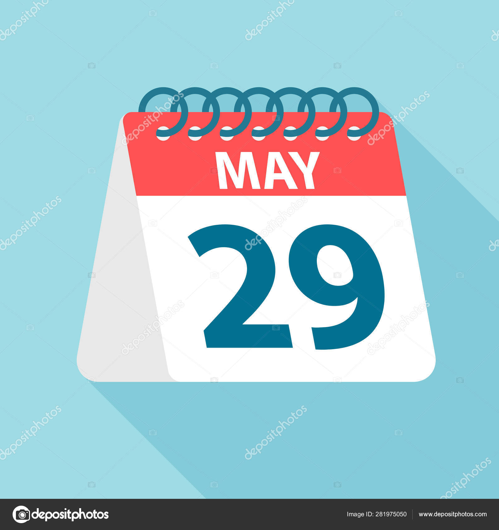 Image vectorielle 29 mai : Icône du calendrier. Illustration vectorielle d'un jour du mois. Modèle de calendrier par ©dikobrazik - 281975050