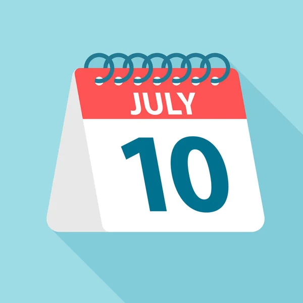 10 lipca-ikona kalendarza. Ilustracja wektorowa jednego dnia miesiąca. Szablon kalendarza — Wektor stockowy
