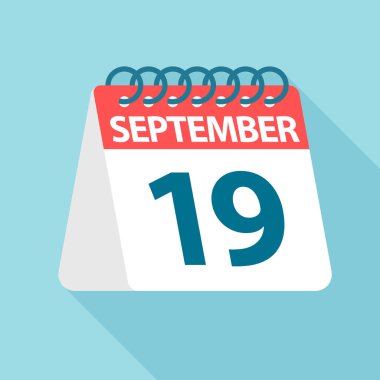 19 Eylül - Takvim Simgesi. Ayın bir gününün vektör çizimi. Takvim Şablonu