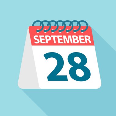 28 Eylül - Takvim Simgesi. Ayın bir gününün vektör çizimi. Takvim Şablonu