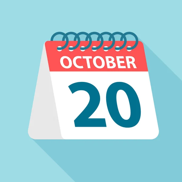 20 oktober-kalenderikon. Vektor illustration av en dag i månaden. Kalendermall — Stock vektor