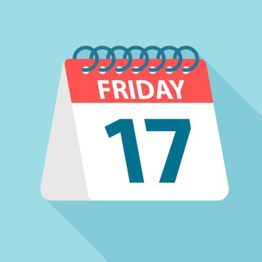 Cuma 17 - Takvim Simgesi. Hafta gün kağıt yaprak Vektör illüstrasyon. Takvim Şablonu