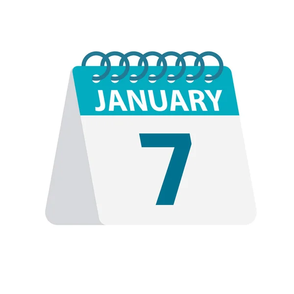 7 de enero - Icono del calendario. Ilustración vectorial de un día del mes. plantilla de calendario de escritorio — Archivo Imágenes Vectoriales