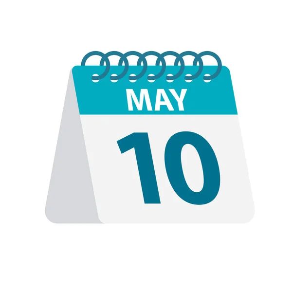 10. mai - Kalender Icon. Vektorillustrasjon av en dag i måneden. Mal for skrivebordskalender – stockvektor