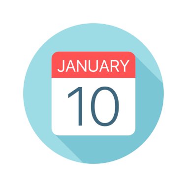 10 Ocak - Takvim Simgesi. Ayın bir gününün vektör çizimi