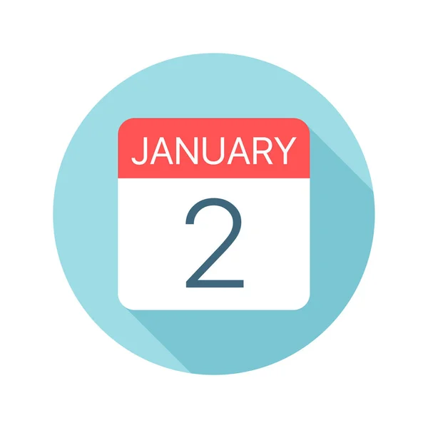 2 stycznia – ikona kalendarza. Ilustracja wektorowa jednego dnia miesiąca — Wektor stockowy