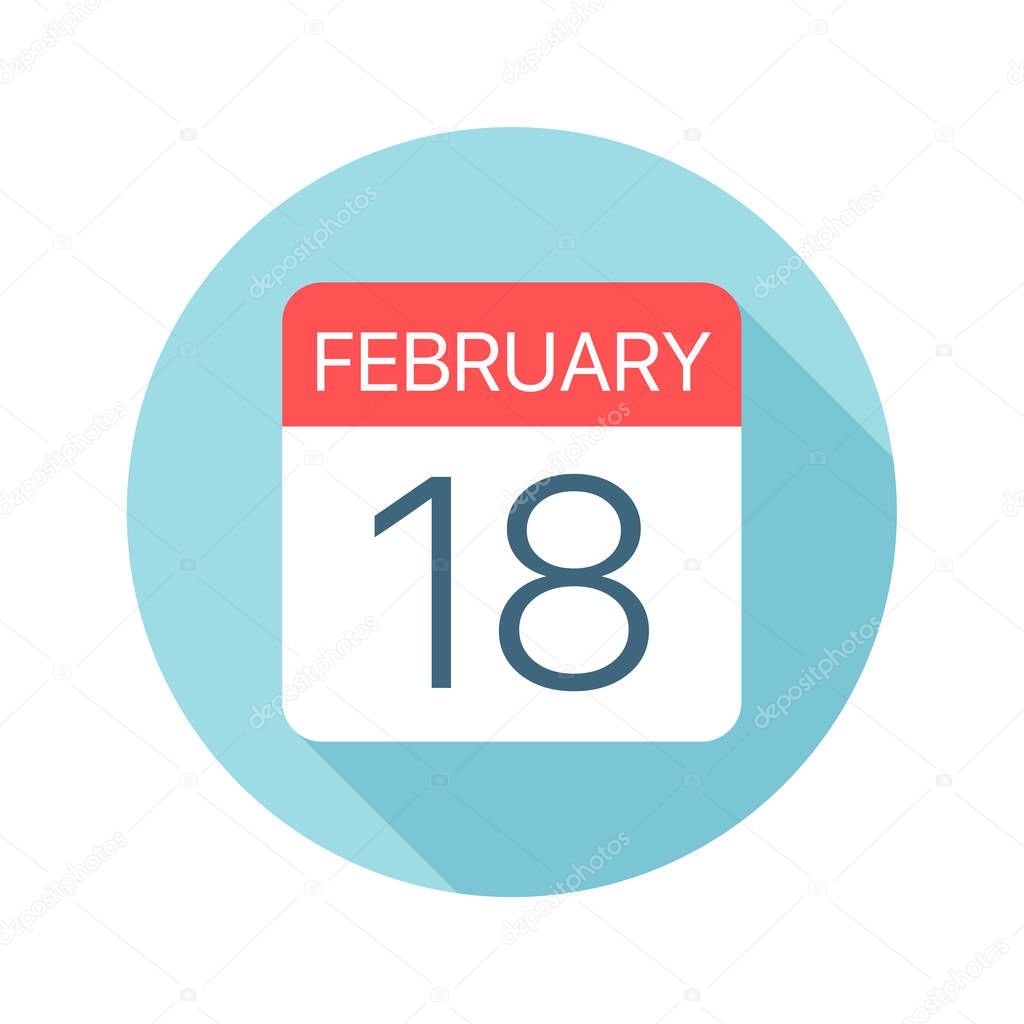 18 de febrero Icono del calendario. Ilustración vectorial de un día
