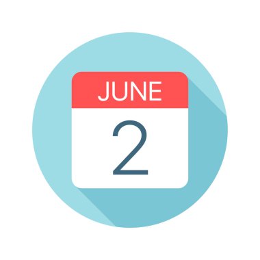 2 Haziran - Takvim Simgesi. Ayın bir gününün vektör çizimi