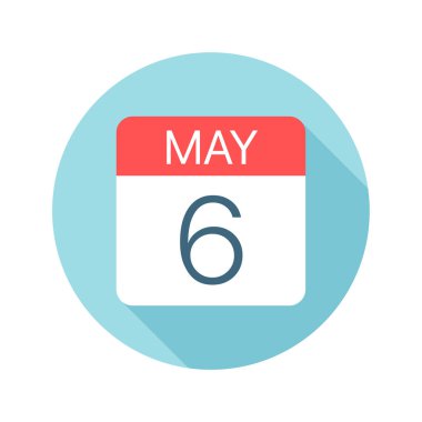 6 Mayıs - Takvim Simgesi. Ayın bir gününün vektör çizimi