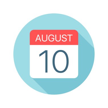 10 Ağustos - Takvim Simgesi. Ayın bir gününün vektör çizimi