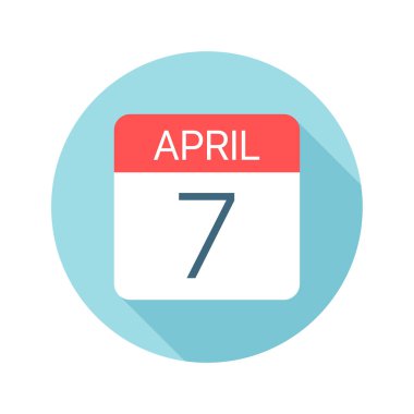 7 Nisan - Takvim Simgesi. Ayın bir gününün vektör çizimi