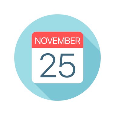 25 Kasım - Takvim Simgesi. Ayın bir gününün vektör çizimi