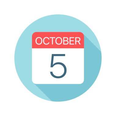 5 Ekim - Takvim Simgesi. Ayın bir gününün vektör çizimi