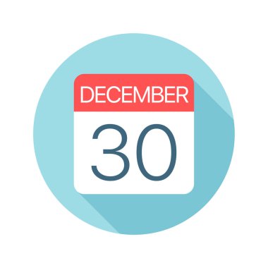 30 Aralık - Takvim Simgesi. Ayın bir gününün vektör çizimi