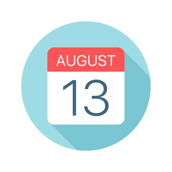 13 de agosto - Icono del calendario. Ilustración vectorial de un día del mes — Vector de stock