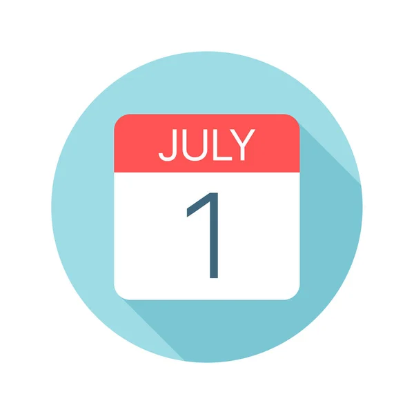 7월 1일 - 캘린더 아이콘. 월 의 하루 벡터 그림 — 스톡 벡터