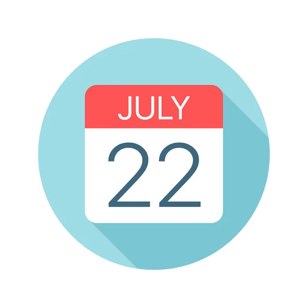 22 luglio Icona del calendario. Illustrazione vettoriale di un giorno del mese — Vettoriale Stock