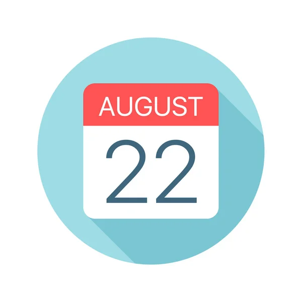 August 22 - Calendar Icon. Vector illustration of one day of month — Stock Vector