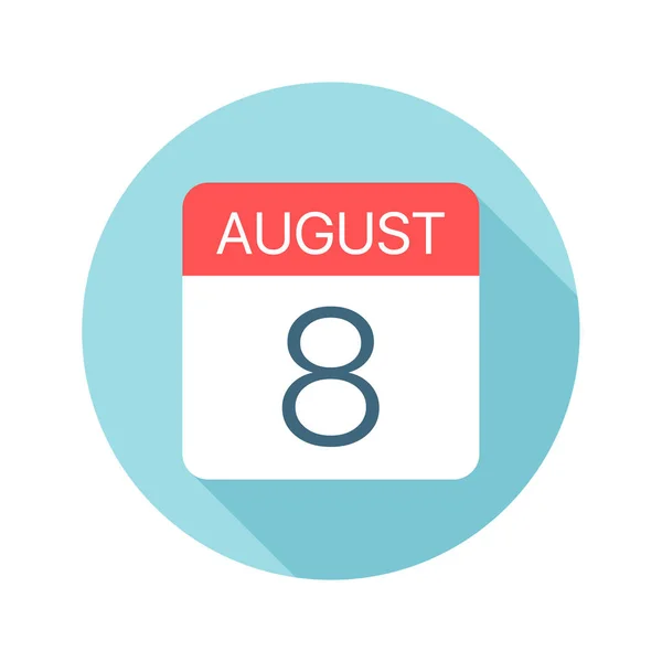 8 agosto Icona del calendario. Illustrazione vettoriale di un giorno del mese — Vettoriale Stock