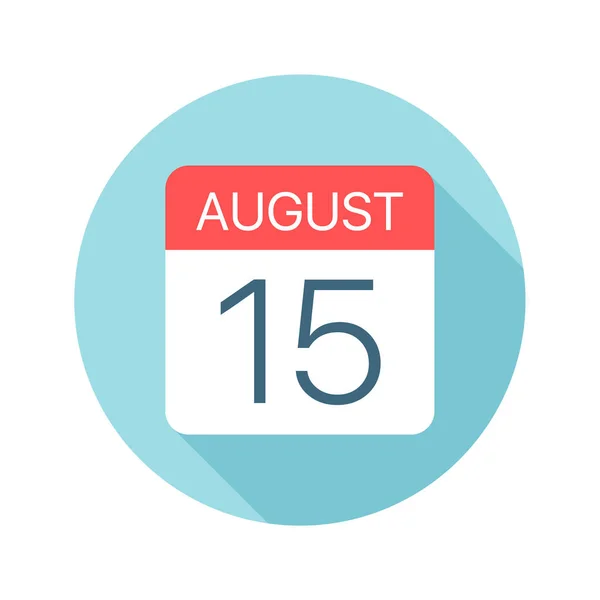 8월 15일 - 캘린더 아이콘. 월 의 하루 벡터 그림 — 스톡 벡터